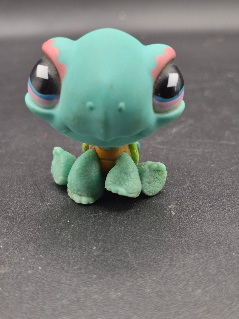 Littlest Pet Shop #522  Turtle 2006 Teal Purple Eyes Pink Accents Collectible